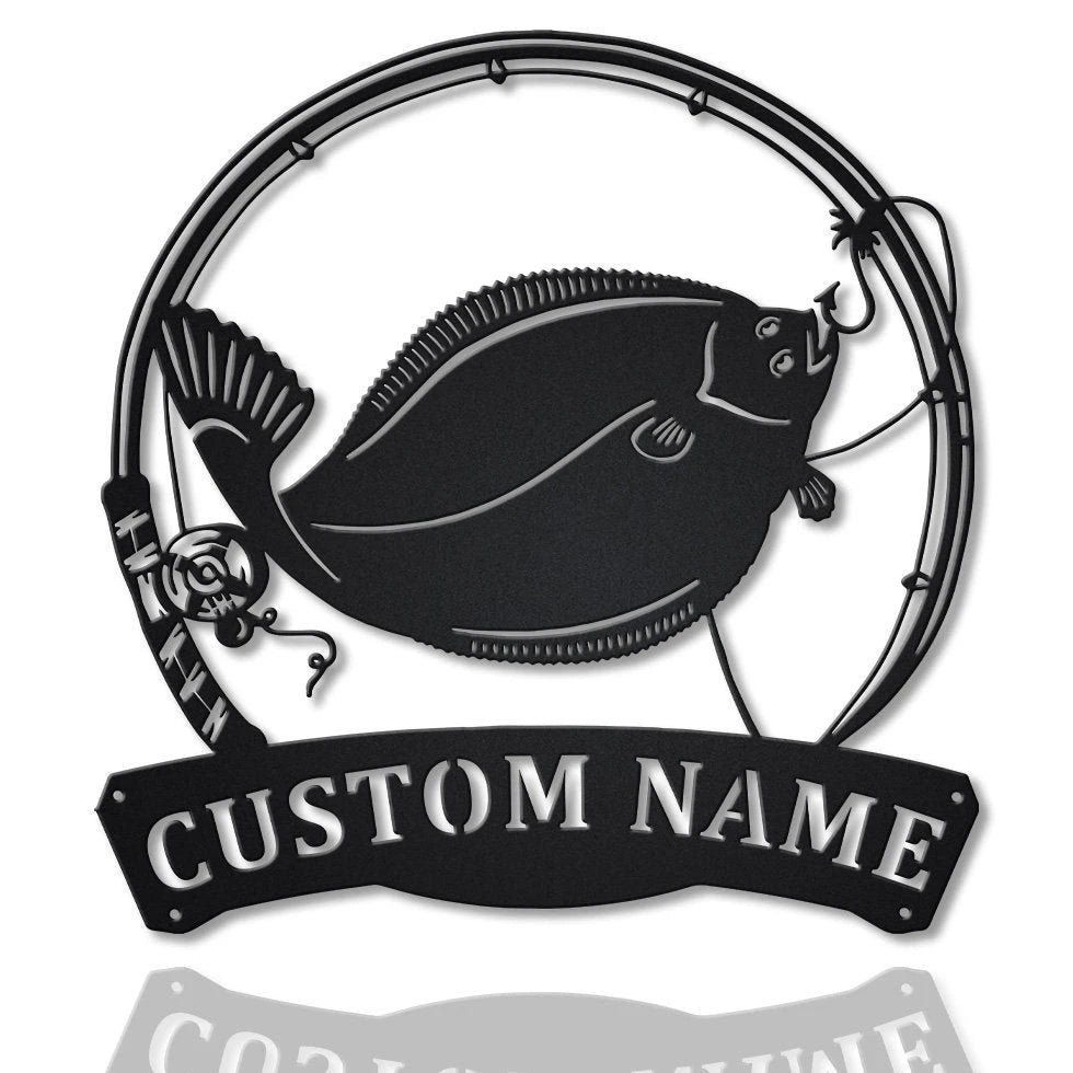 Personalized Flounder Fishing Fish Pole Metal Sign Art, Custom Flounder Fishing Metal Sign, Fishing Gift, Decor Decorationbirthday Gift, Laser Cut Metal Signs Custom Gift Ideas