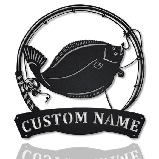 Personalized Flounder Fishing Fish Pole Metal Sign Art, Custom Flounder Fishing Metal Sign, Fishing Gift - metal sign