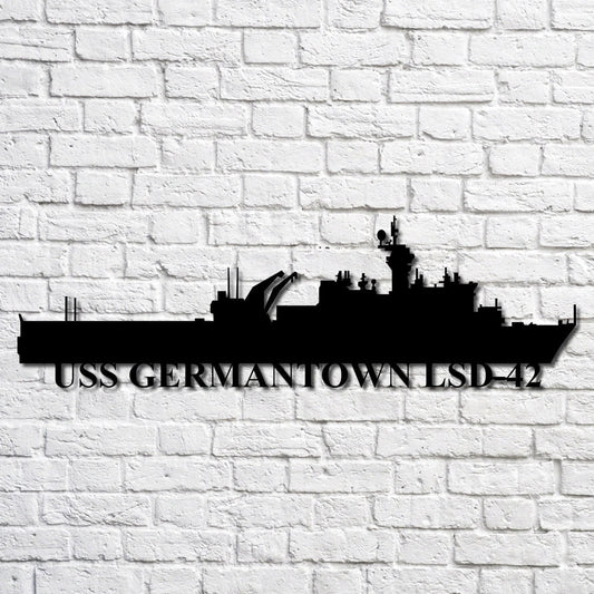 Uss Germantown Lsd42 Navy Ship Metal Art, Custom Us Navy Ship Cut Metal Sign, Gift For Navy Veteran, Navy - metal sign