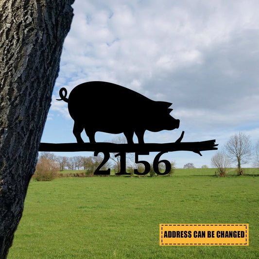Customized Funny Pig Metal Tree Stake, Custom Ranch, Farm Laser Cut Metal Signs Custom Gift Ideas - 8 inches - metal sign