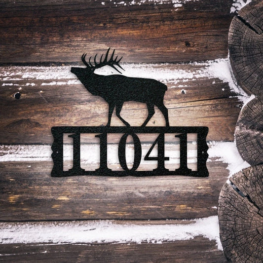Elk Metal Address Plaque For House Address Number Metal Address Sign House Numbers Front Porch Address - 8 inches - metal sign