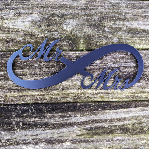 Mr. & Mrs. Infinity Sign Cut Metal Sign Wall Metal Art