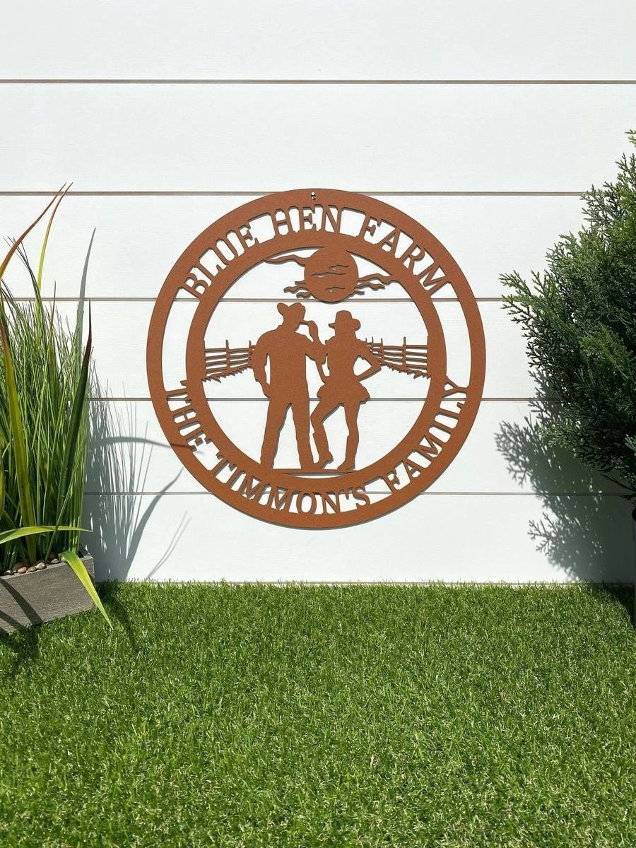 Cowboy Cowgirl Ranch Sign Cut Metal Sign Metal House Sign