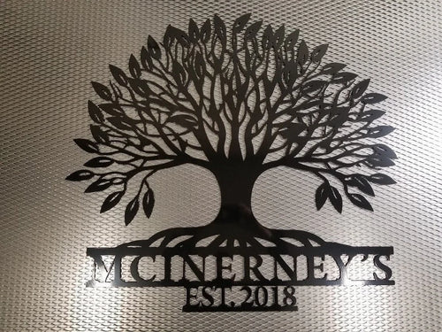 Family Name Sign, Tree Of Life Sign, Wall Decor, Plasma Cut Steel Sign ,custom Monogram,wreath, Welcome Sign, Personalized Sign, Home Decor Laser Cut Metal Signs Custom Gift Ideas