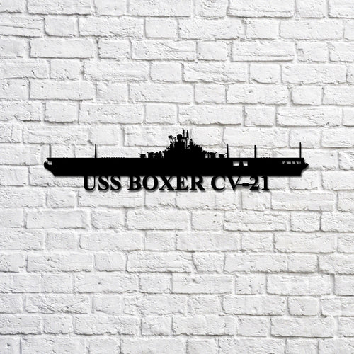 USS Boxer CV21 Navy Ship Metal Sign, Memory Wall Metal Sign Gift for Navy Veteran Laser Cut Metal Signs Custom Gift Ideas