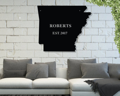 Arkansas Metal Art, Established Family Sign, Metal Monogram Sign, Metal Family Name Sign, Metal Signs With Last Names Laser Cut Metal Signs Custom Gift Ideas