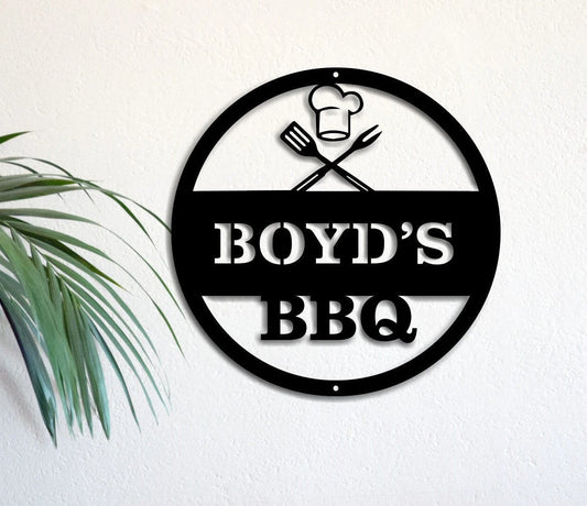 Personalized Bbq Grill Sign Metal Wall Art, Bbq Sign, Barbecue Patio Sign Garden Outdoor Dad's Bbq Home - metal sign