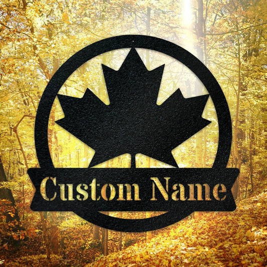 Maple Leaf Monogram Canada Metal Sign, Personalized Home Decor, Maple Leaf Monogram Sign, Family Address - metal sign