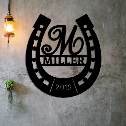 Horseshoe Custom Sign Steel Art Barn Sign Custom Metal Sign Horseshoe Metal Art Horseshoe Art Country Home Sign - 8 inches - metal sign