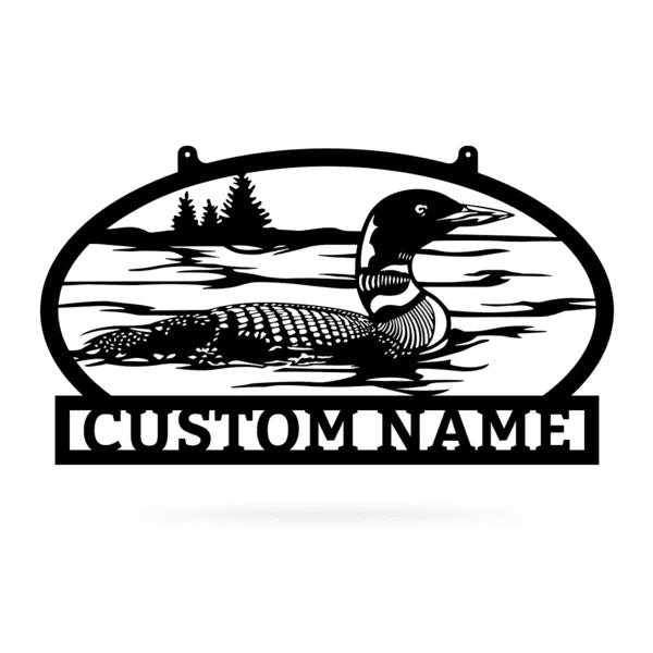 Outdoor Sign With Loon, Cut Metal Sign, Metal Wall Art, Metal House Sign Laser Cut Metal Signs Custom Gift Ideas