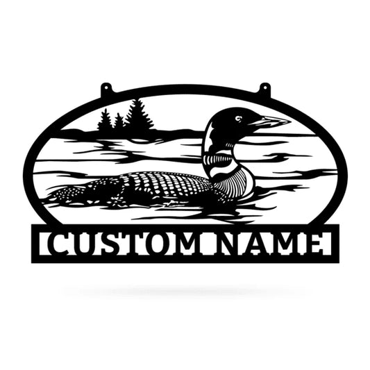 Outdoor Sign With Loon, Cut Metal Sign, Metal Wall Art, Metal House Sign Laser Cut Metal Signs Custom Gift Ideas - 8 inches - metal sign
