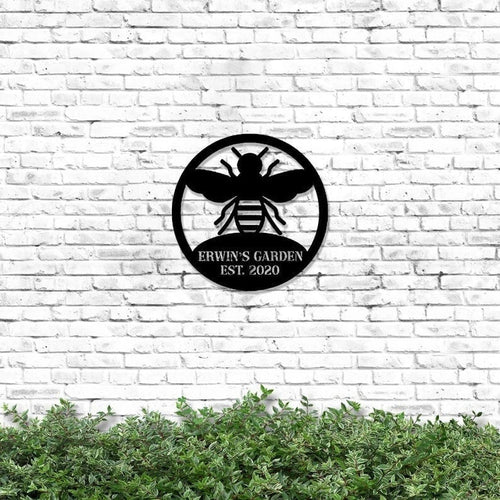 Bee Garden Laser Cut Metal Sign Bee Keepers Personalized Metal Bee Sign Bee Monogram Wall Hanging Gardening Decor