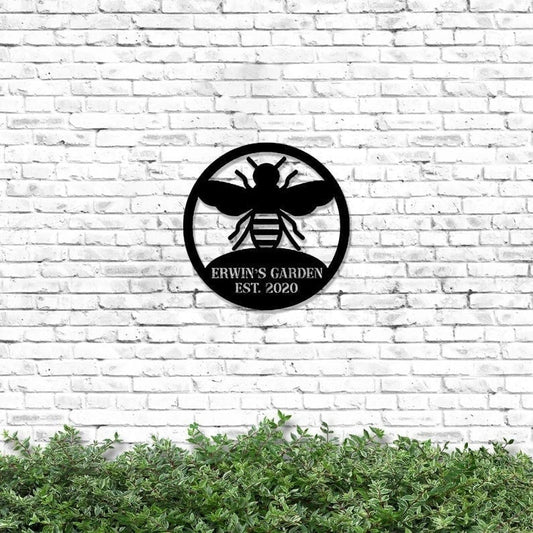 Bee Garden Laser Cut Metal Sign Bee Keepers Personalized Metal Bee Sign Bee Monogram Wall Hanging Gardening Decor