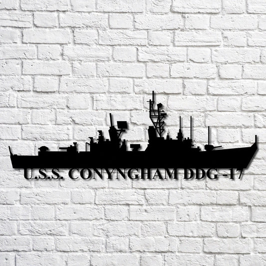 U.s.s. Conyngham Ddg 17 Navy Ship Metal Art, Gift For Navy Veteran, Navy Ships Silhouette Metal Art, Navy - metal sign