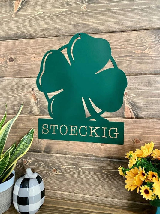 Shamrock 4leaf Clover Custom Wreath Cut Metal Sign Metal House Sign - 8 inches - metal sign