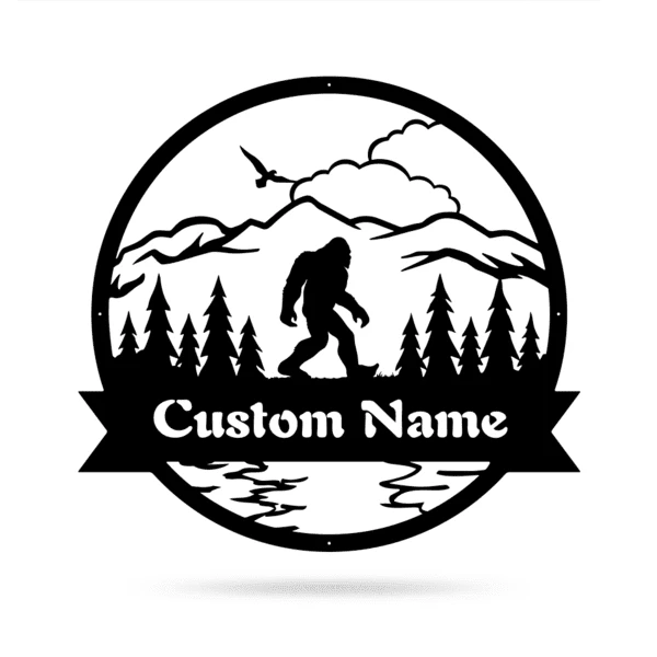 Great Outdoors Bigfoot Monogram, Cut Metal Sign, Metal Wall Art, Metal House Sign Laser Cut Metal Signs Custom Gift Ideas