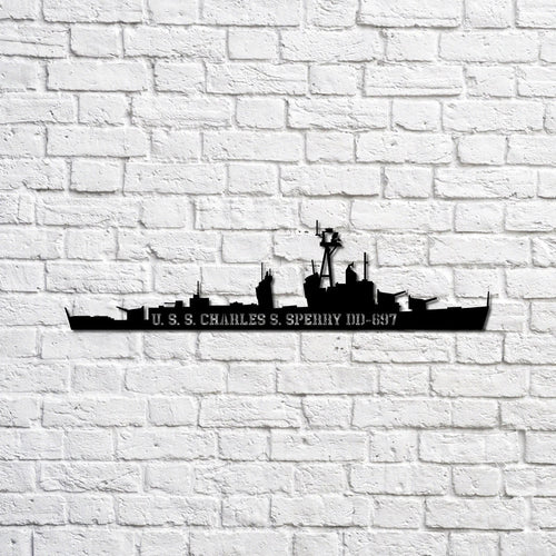 Uss Charles S Sperry Dd697 Navy Ship Metal Sign, Memory Wall Metal Sign Gift For Navy Veteran, Navy Ships Silhouette Metal Sign Laser Cut Metal Signs Custom Gift Ideas