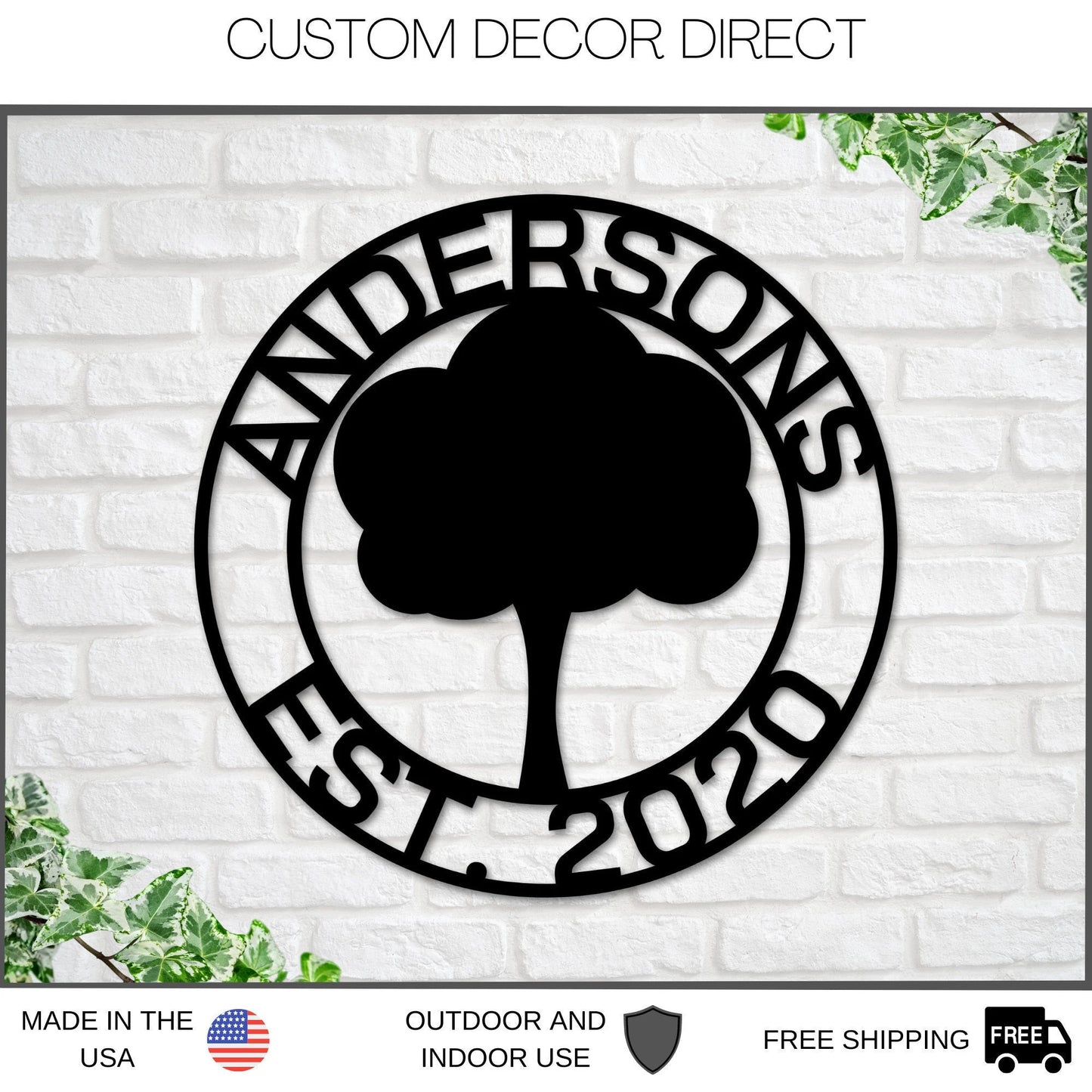 Christmas Gift, Personalized Sign, Oak Tree Sign, Family Name Sign, Steel Sign, Wreath, Home Decor, Family Tree Sign, Welcome Sign, Oak Tree Laser Cut Metal Signs Custom Gift Ideas