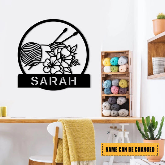 Personalized Crochet Knitting Metal Art, Wall Decor, Wedding Gift For Mother, Grandma, Metal Laser Cut Metal Signs Custom Gift Ideas - 8 inches - metal sign