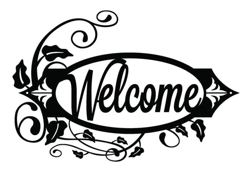Welcome Metal Sign With Vines Black Outdoor Sign House Sign Door Sign Sign Signage
