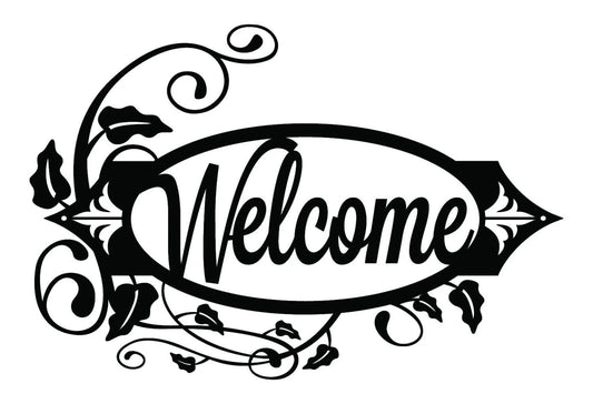 Welcome Metal Sign With Vines Black Outdoor Sign House Sign Door Sign Sign Signage