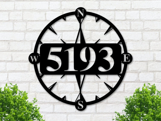 Personalized Address Compass Sign, Metal Sign, Nautical Address Wall Art, Latitude Longitude, Custom - metal sign