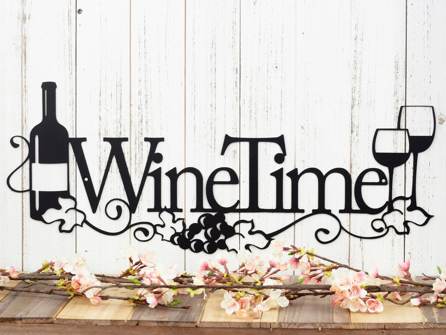 Wine Time Metal Sign Wine Decor Kitchen Decor Dining Decor Wine Lover Metal Wall Decor Wall Hanging Sign