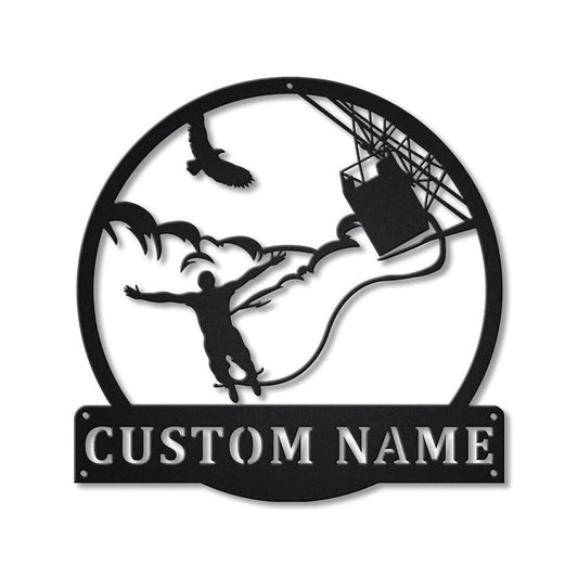 Personalized Bungee Jumping Monogram Metal Sign Art, Custom Bungee Jumping Metal Sign, Hobbie Gifts - metal sign