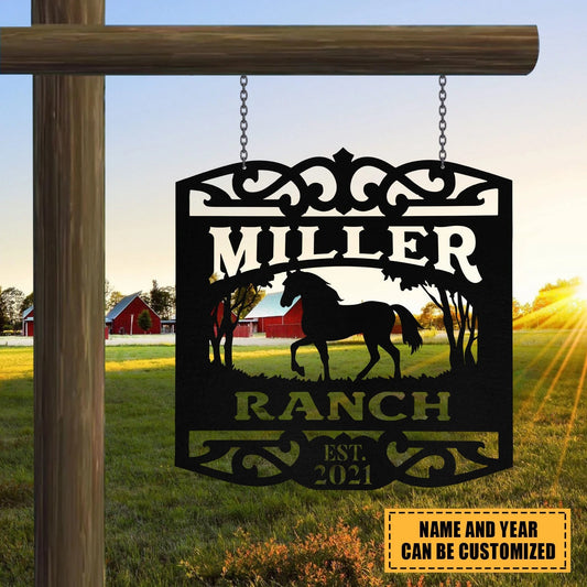 Metal Horse Sign, Custom Outdoor Farm, Farmhouse, Ranch, Stable, Metal Laser Cut Metal Signs Custom Gift Ideas - 8 inches - metal sign