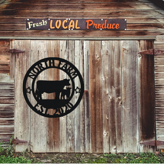 Cow Farm Sign, Calf Sign, Cow Farm Metal Sign, Metal Sign Farm, Last Name Sign, Family Name Sign - metal sign
