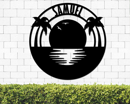 Personalized Sunset Metal Sign Beach Decor Personalized Wall Decor Metal Wall Art Beach House Decor Beach - metal sign