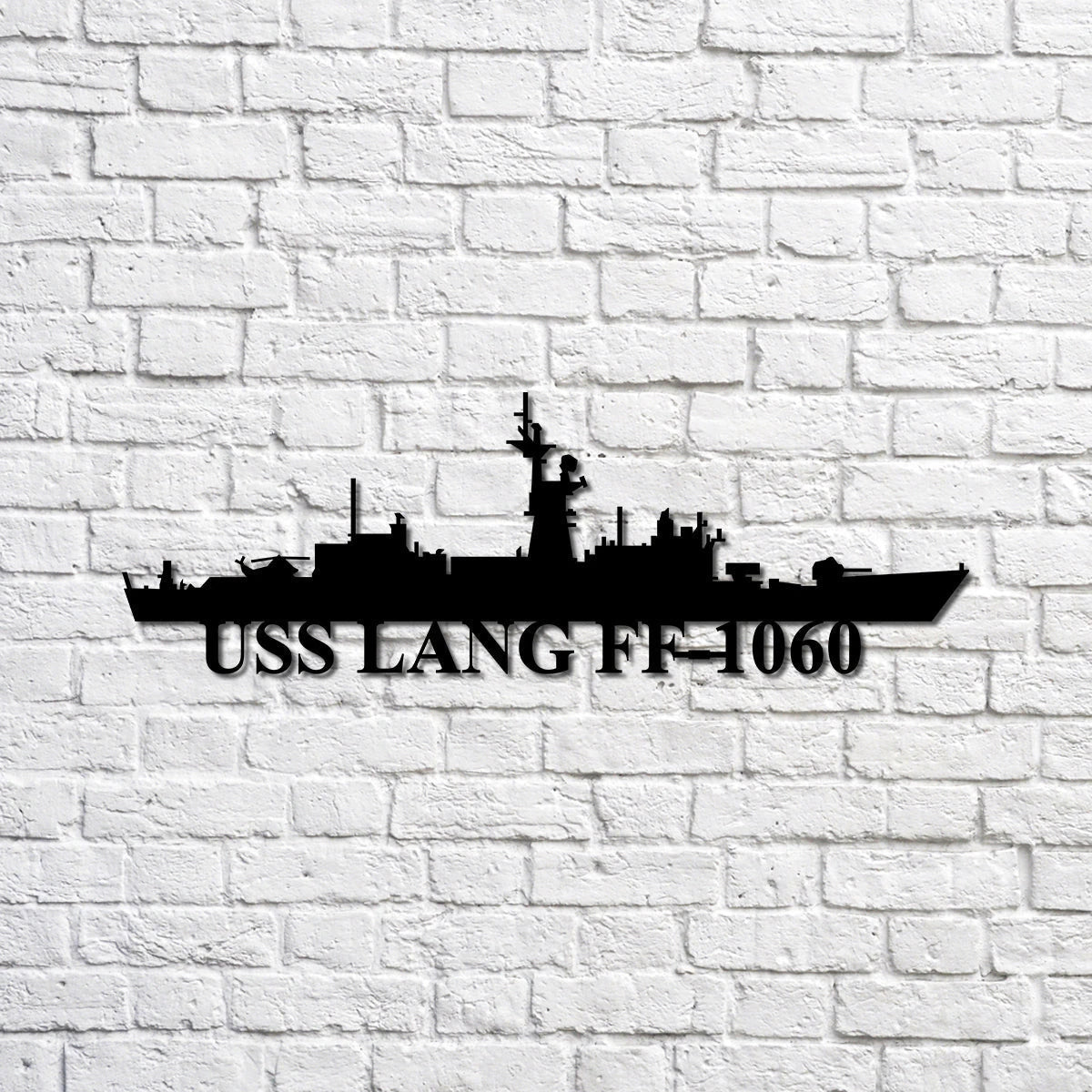 Uss Lang Ff1060 Navy Ship Metal Sign, Memory Wall Metal Sign Gift For Navy Veteran, Navy Ships Silhouette Metal Sign Laser Cut Metal Signs Custom Gift Ideas