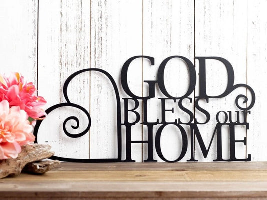 God bless our home Metal House Sign Laser Cut Metal Signs Custom Gift Ideas - 8 inches - metal sign