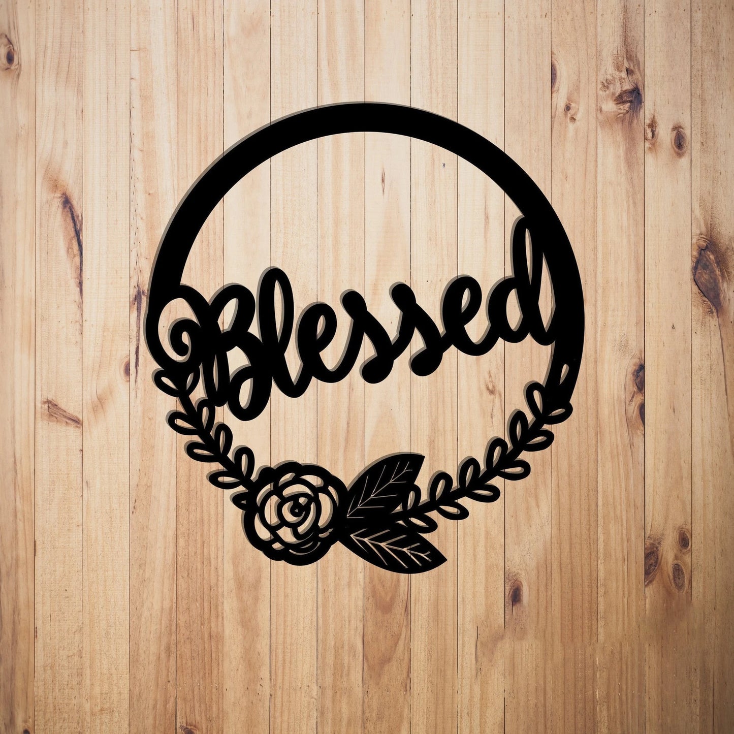 Blessed Wreath Door Wreath Flower Wreath Metal Sign Plasma Cut Steel Sign steel Art Powder Coated Handmade