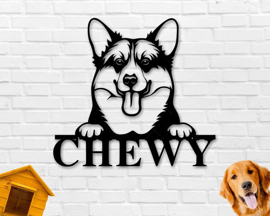 Corgi Dog Sign Corgi Metal Sign Corgi Name Sign Pet Name Sign Dog Lover Sign Gift For Pet Owner Dog Sign - 8 inches - metal sign