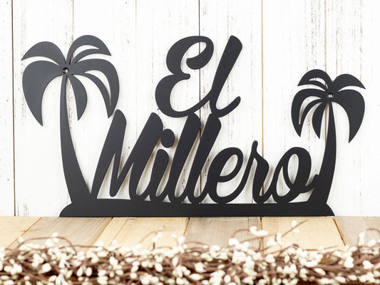 Palm Tree Custom Name Sign, Metal Wall Art, Beach Decor, Outdoor Sign, Metal Sign, Custom Sign, Matte - metal sign