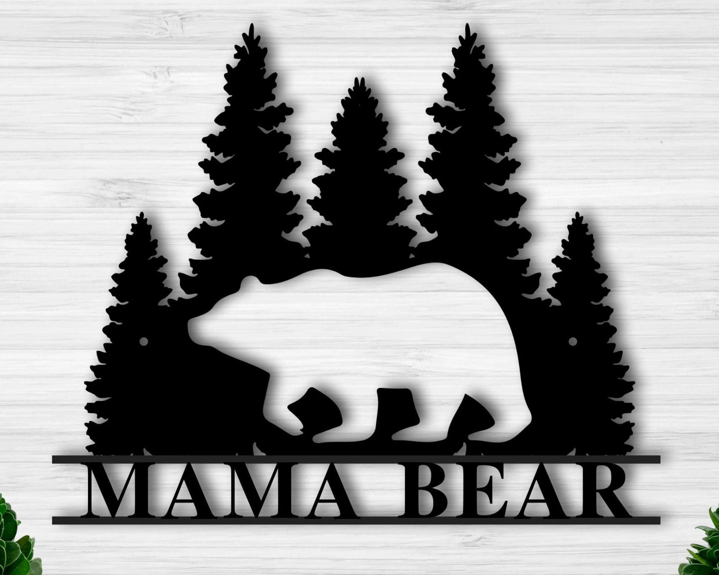 Personalized Mama Bear Metal Wall Sign Mama Bear Wall Art Mama Bear Metal Wall Art Bear Home Decor Laser Cut Metal Signs Custom Gift Ideas
