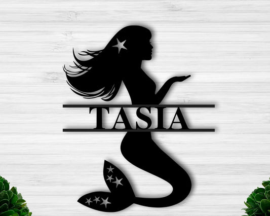 Personalized Mermaid Sign Custom Mermaid Personalized Girl Gift Gift For Daughter Girl Nursery Decor - 8 inches - metal sign