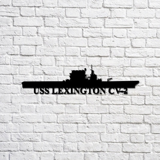 USS Lexington CV2 Navy Ship Metal Sign, Memory Wall Metal Sign Gift for Navy Veteran Laser Cut Metal Signs Custom Gift Ideas - 8 inches - metal sign