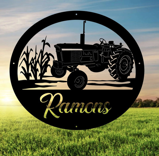 Metal 4020 Farm Sign corn Stalks 4020 John Deere Tractor Sign Customized Metal House Sign - 8 inches - metal sign
