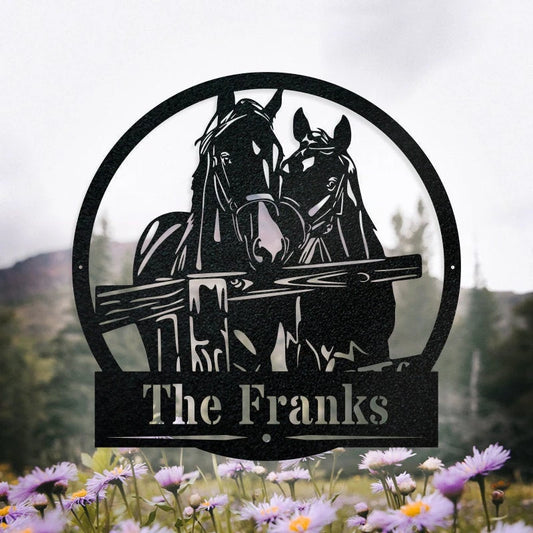 Custom Horses Cut Metal Sign, Metal Wall Laser Cut Metal Signs Custom Gift Ideas - 8 inches - metal sign