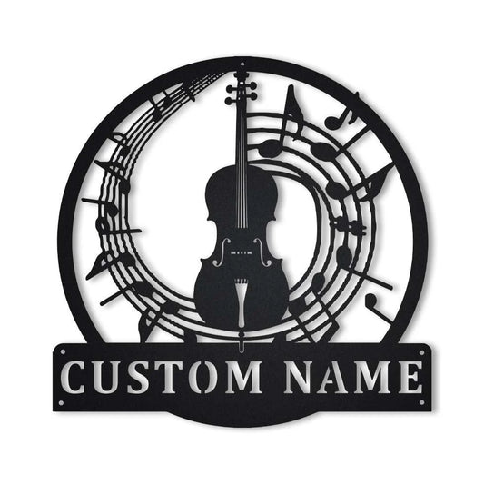 Personalized Cello Monogram Metal Sign Art, Custom Cello Monogram Metal Sign, Cello Music Gifts For Men - metal sign