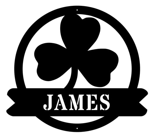 Lucky Shamrock Personalized 3 Leaf Clover Metal Monogram Irish Family Sign Family Name Sign Laser Cut Metal Signs Custom Gift Ideas - 8 inches - metal sign