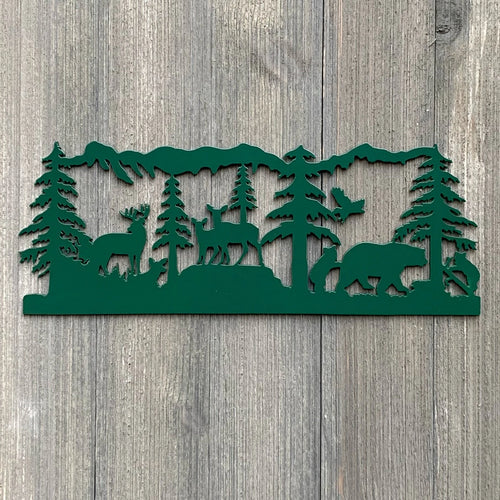 Forest Wildlife Scene Metal Sign Cutout Cut Metal Sign Wall Metal Art