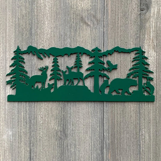 Forest Wildlife Scene Metal Sign Cutout Cut Metal Sign Wall Metal Art - 8 inches - metal sign