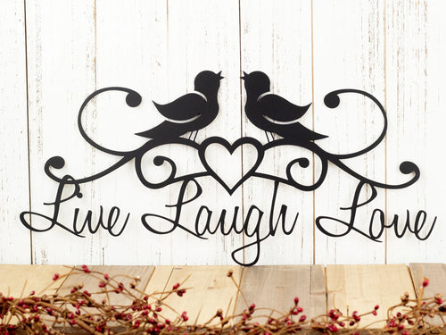 Live Laugh Love Kitchen Wall Decor Metal Sign Birds Rustic Outdoor Decor Housewarming Gift Plaque