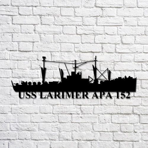 Uss Larimer Apa 152 Navy Ship Metal Art, Custom Us Navy Ship Cut Metal Sign, Gift For Navy Veteran, Navy Ships Silhouette Metal Art, Navy Home Decor Laser Cut Metal Signs Custom Gift Ideas