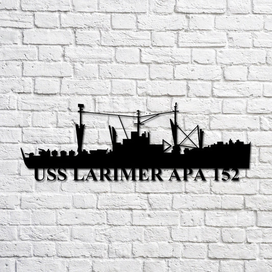 Uss Larimer Apa 152 Navy Ship Metal Art, Custom Us Navy Ship Cut Metal Sign, Gift For Navy Veteran, Navy - metal sign