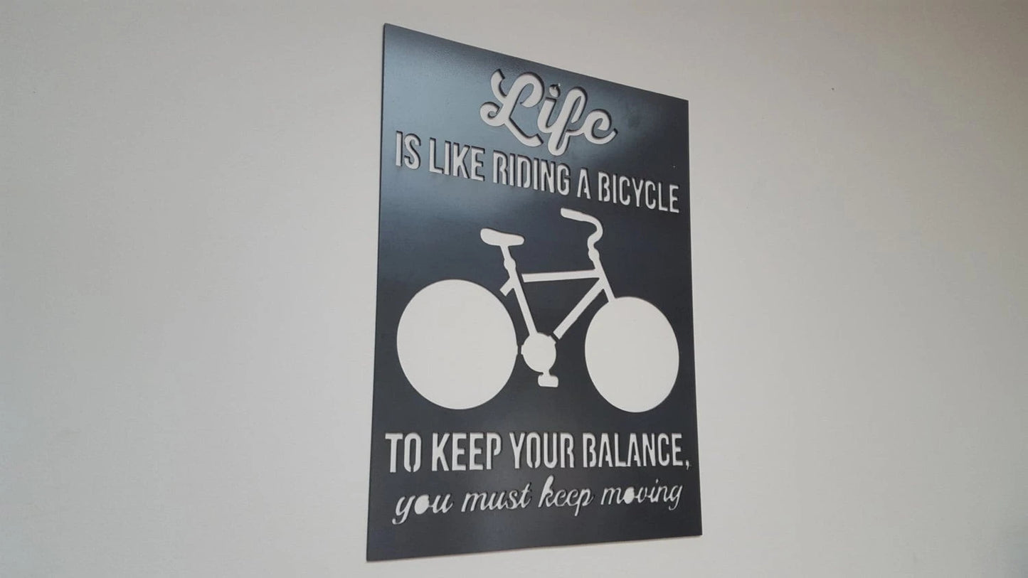 Life Is Like Riding A Bicycle Quote A. Einstein Metal Art