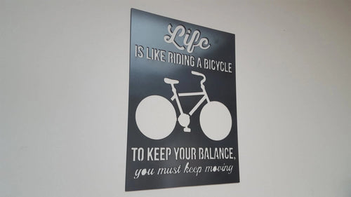 Life Is Like Riding A Bicycle Quote A. Einstein Metal Art